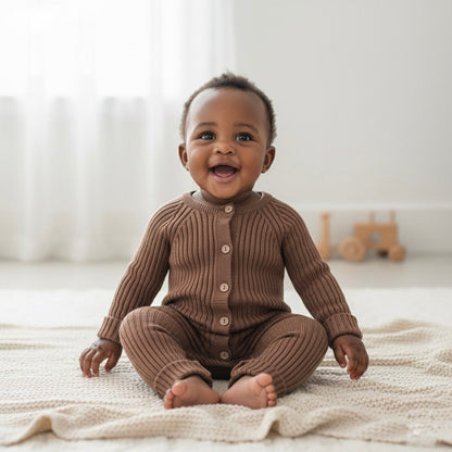 Knit Brown Organic Cotton Onesie