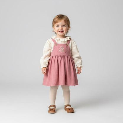 Dusty Rose Pinafore Dress & Blouse