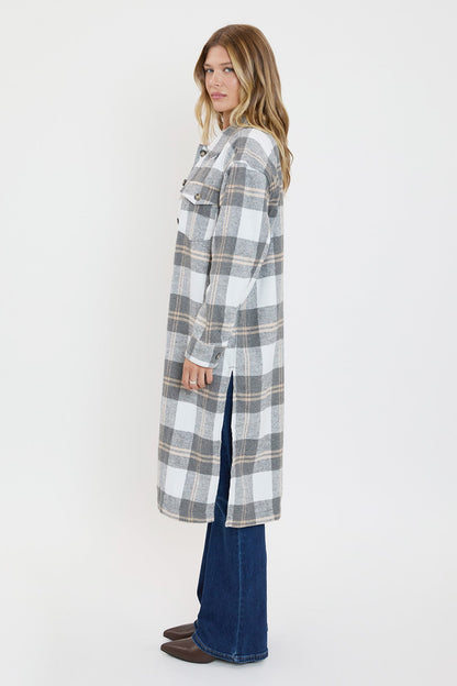 Women's Plaid Shacket Long Duster