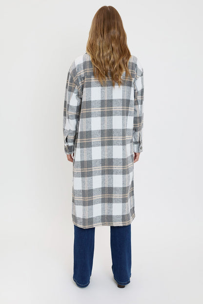 Women's Plaid Shacket Long Duster