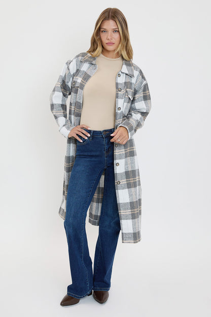 Women's Plaid Shacket Long Duster