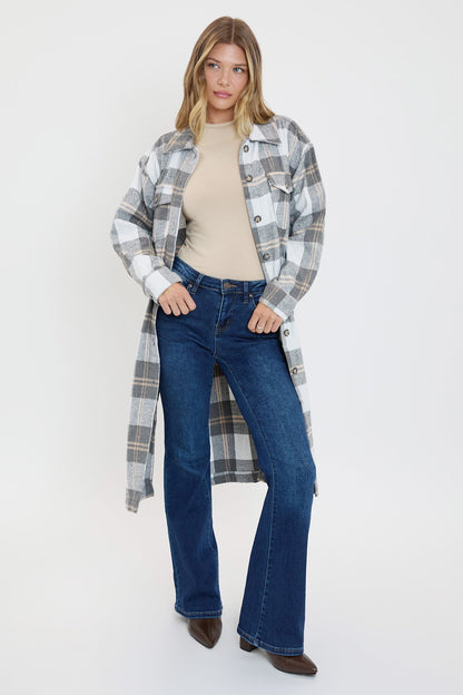 Women's Plaid Shacket Long Duster