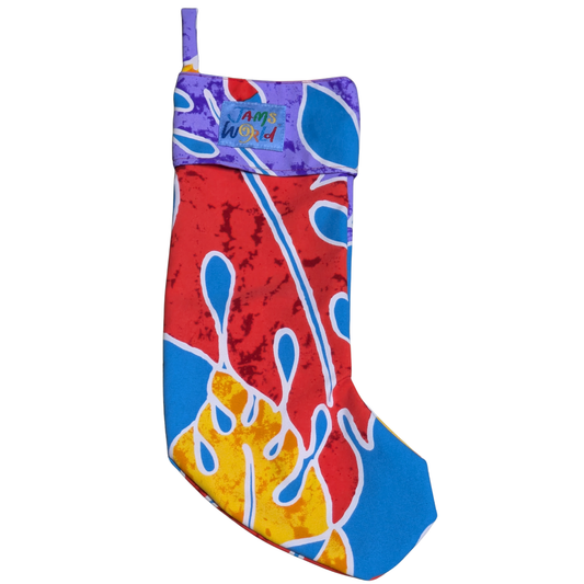 Christmas Stocking - Split Leaves Teal