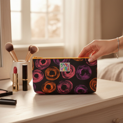 Jams World Go-To Lined Zip Pouch - Neon Donuts