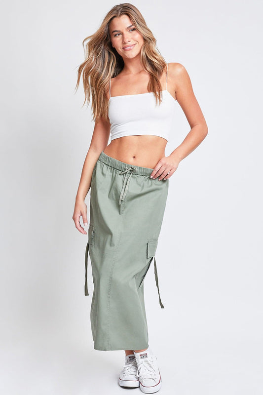 Women’s Poplin Maxi Drawcord Cargo Skirt
