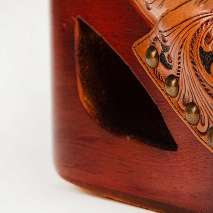Loyal West Desert Wanderer Sandals - Dark Brown Handtooled Leather