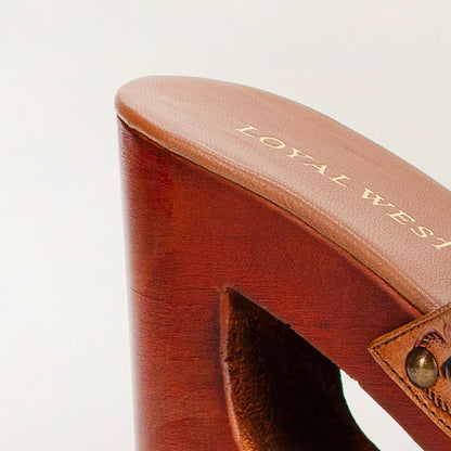 Loyal West Desert Wanderer Sandals - Dark Brown Handtooled Leather