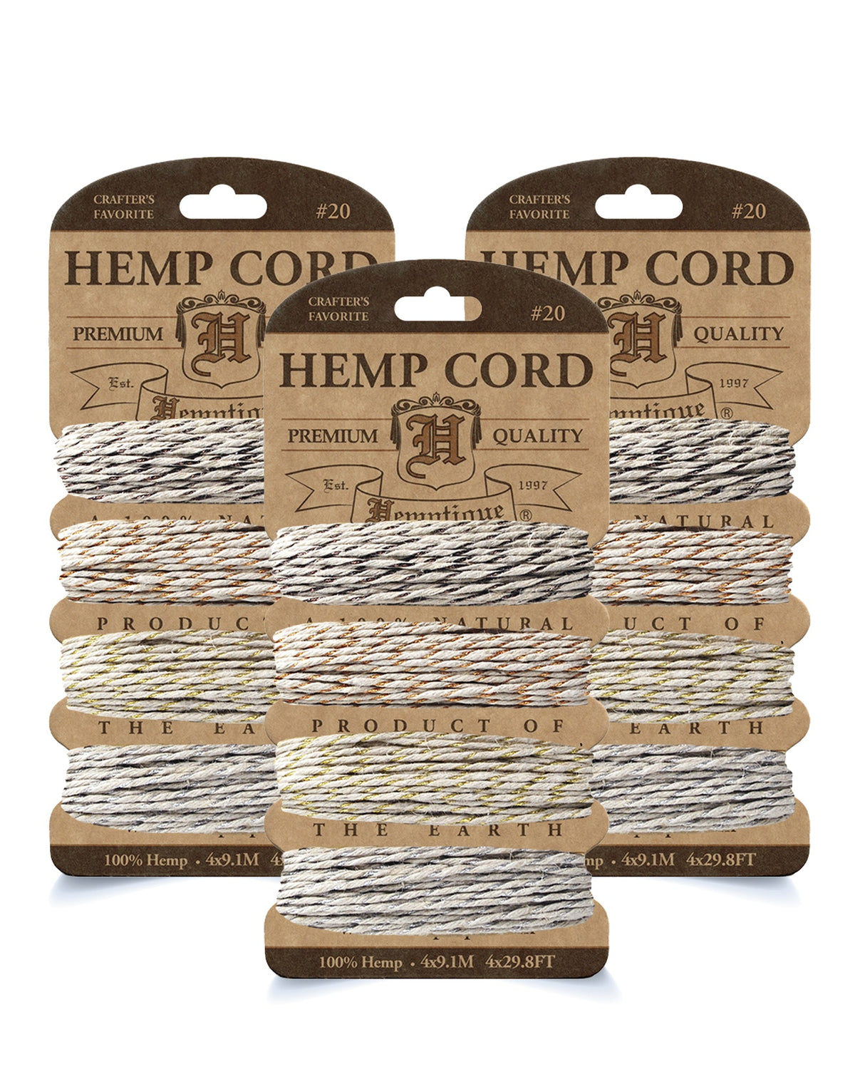 #20 (1mm) Hemp Cord 4-Color Card Value Packs