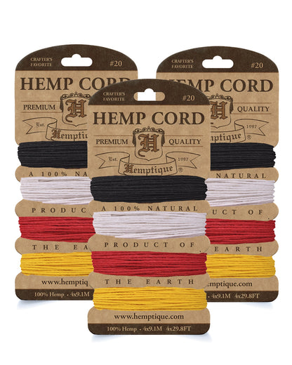 #20 (1mm) Hemp Cord 4-Color Card Value Packs