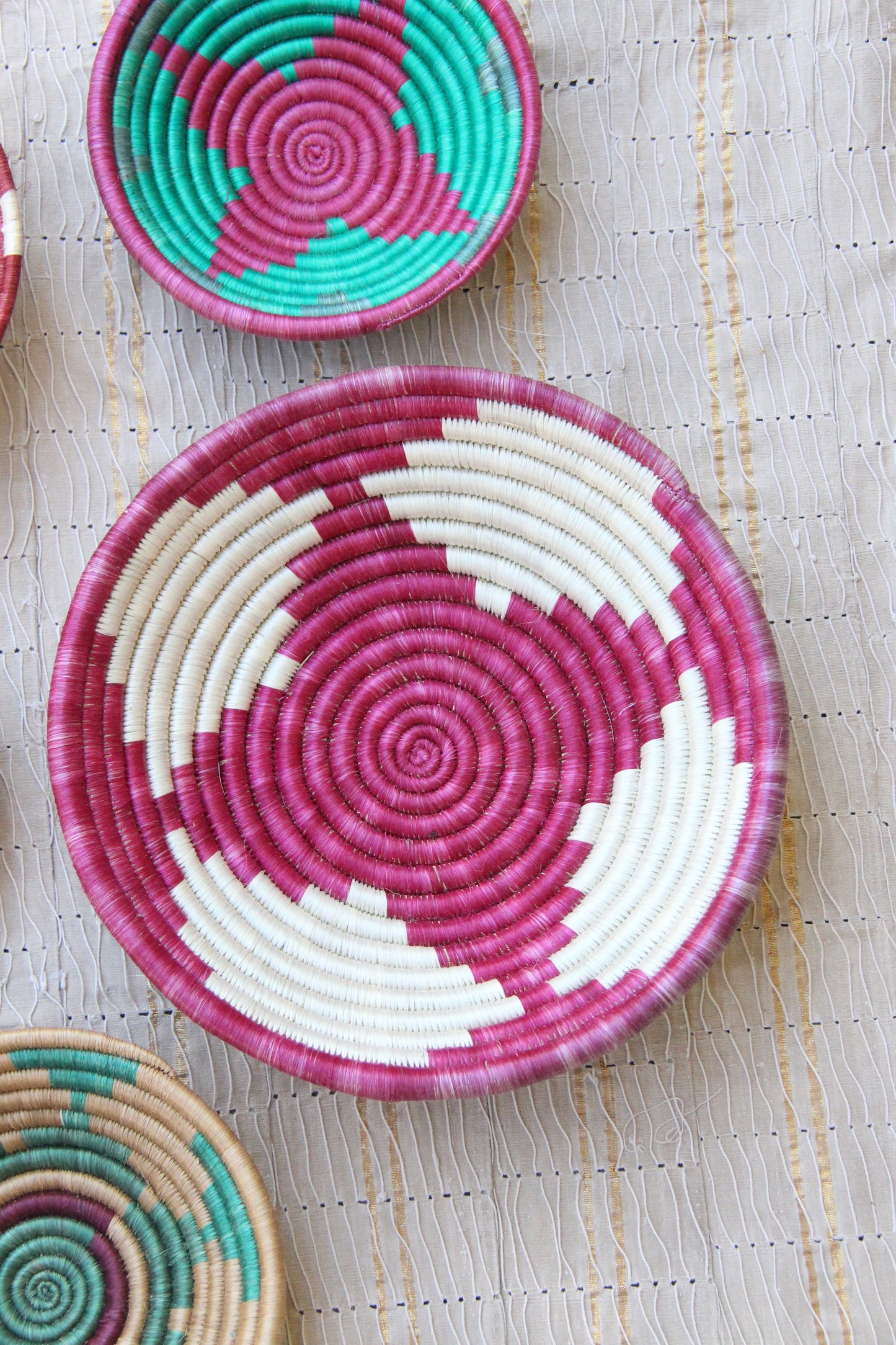 Margot Teal & Berry African Basket Collection, from Rwanda, Set of 5