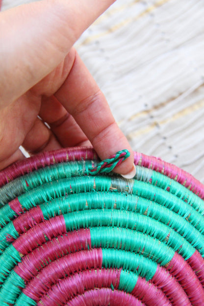 Margot Teal & Berry African Basket Collection, from Rwanda, Set of 5