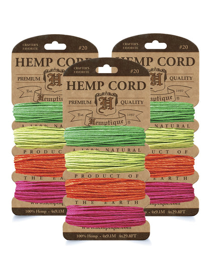 #20 (1mm) Hemp Cord 4-Color Card Value Packs