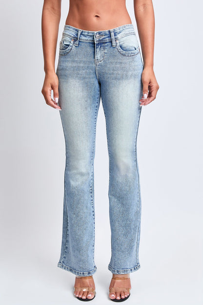 Women's WannaBettaButt Low Rise Embroidered Flare Jeans