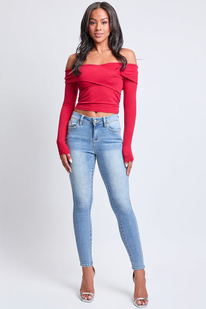 Women's WannaBettaButt Mid Rise Embroidered Skinny Jean