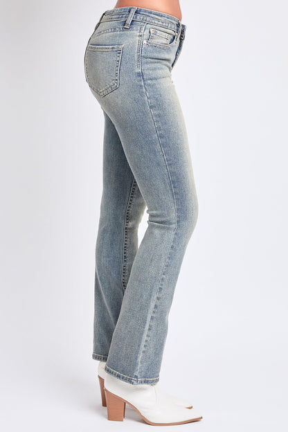 Women's Mid Rise Clean Hem Premium Stitch Bootcut Jeans