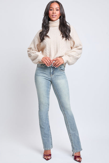Women's Mid Rise Heavy Stitch Bootcut Loop Studded Jeans