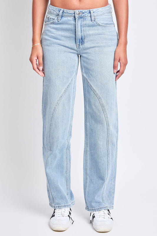 Women's Mid Rise Relaxed Rigid Straight Leg Jeans