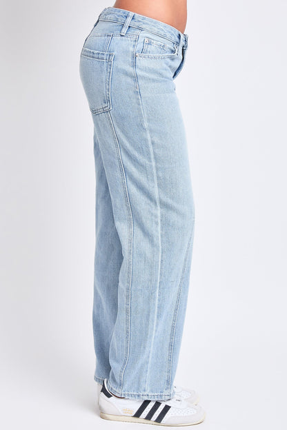 Women's Mid Rise Relaxed Rigid Straight Leg Jeans