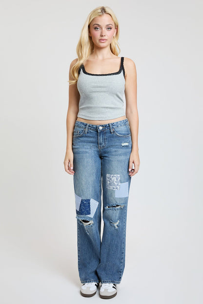 Women's Brittany Patchwork Wide Leg Jeans