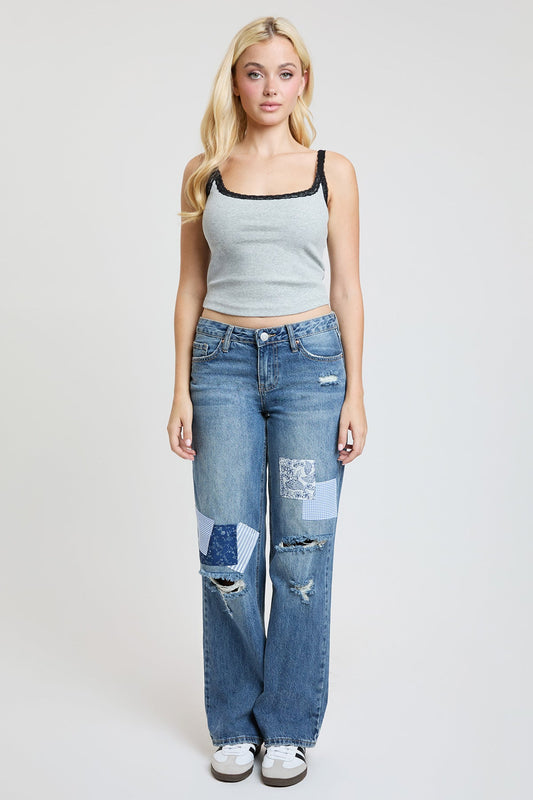 Women's Brittany Patchwork Wide Leg Jeans