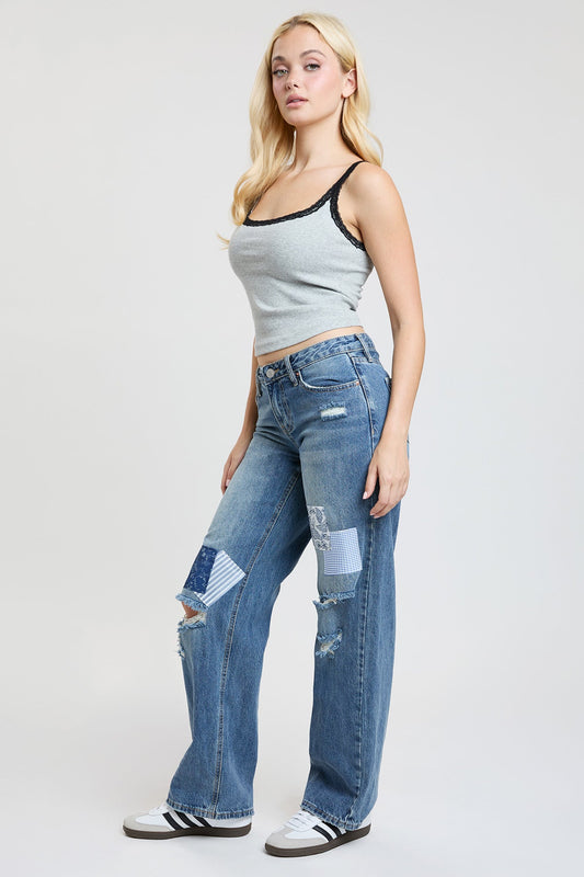 Women's Brittany Patchwork Wide Leg Jeans