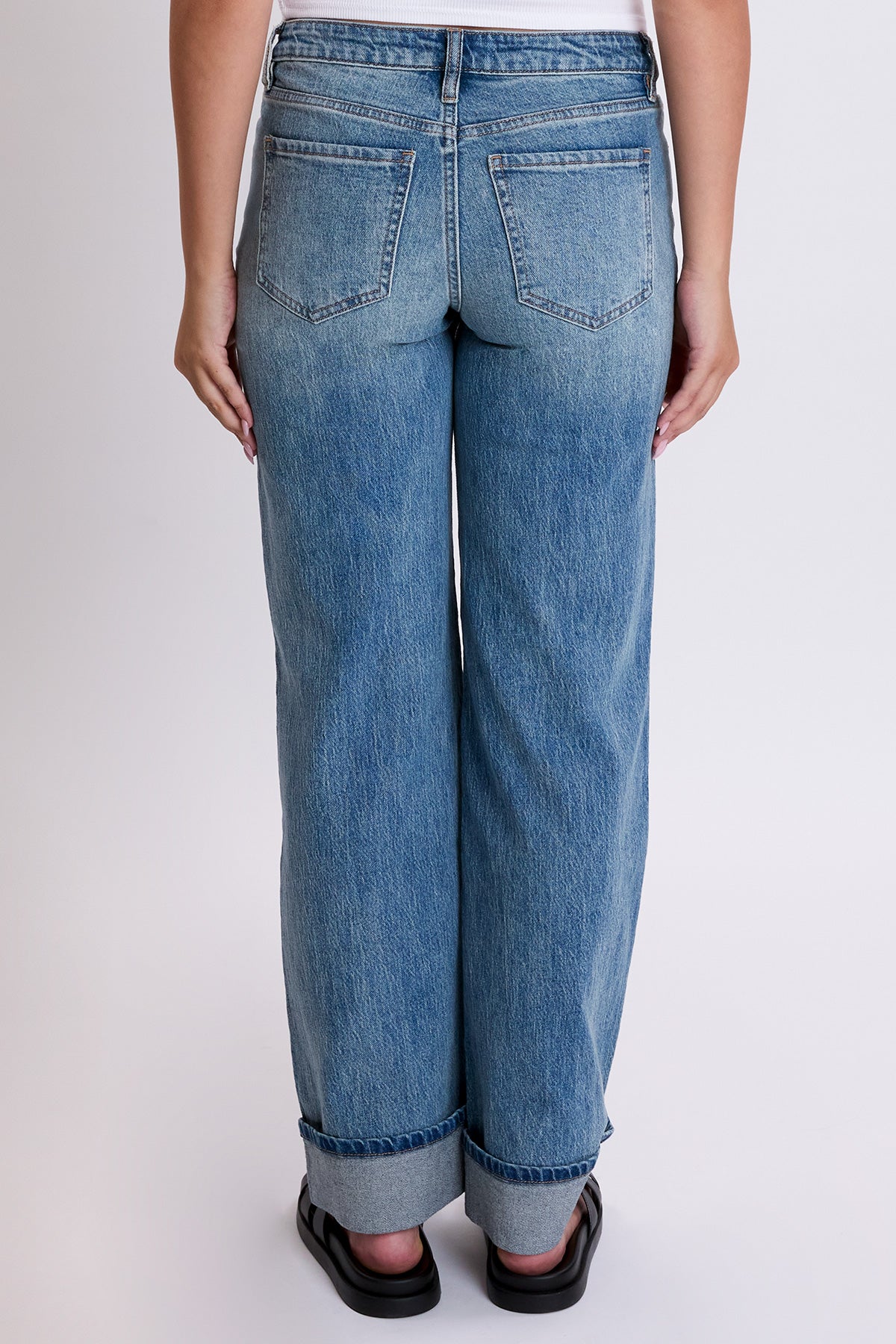 Women's Luxe Brittany Low Rise Wide Leg Cuff Jeans