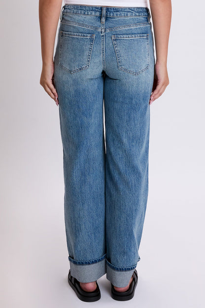 Women's Luxe Brittany Low Rise Wide Leg Cuff Jeans