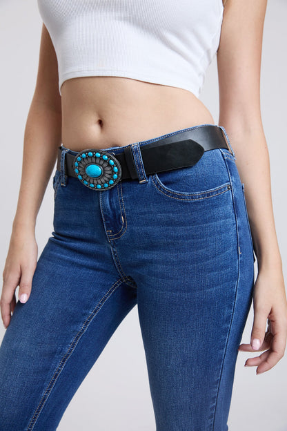 Women's Mid Rise Belted Bootcut Jeans
