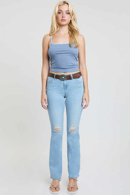 Women's Mid Rise Belted Bootcut Jeans