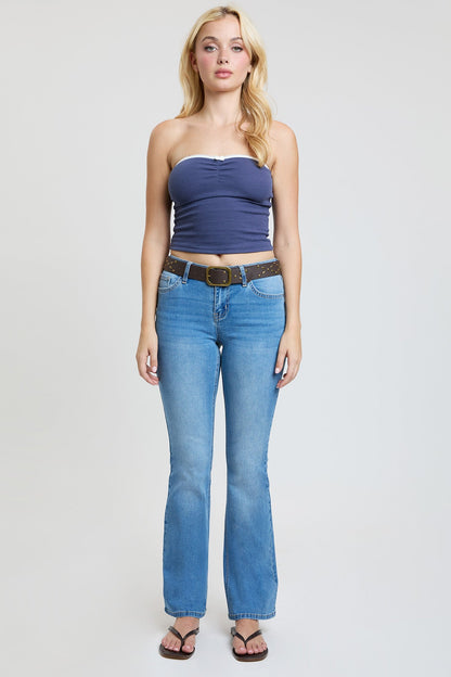 Women's Mid Rise Belted Bootcut Jeans