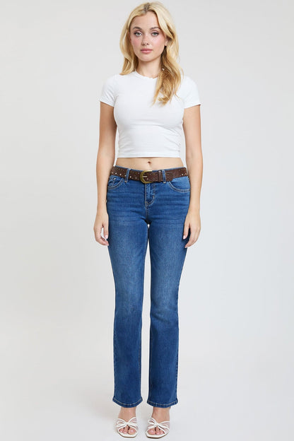 Women's Mid Rise Belted Bootcut Jeans