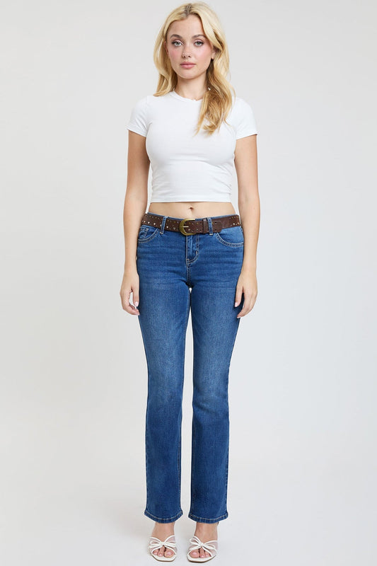 Women's Mid Rise Belted Bootcut Jeans