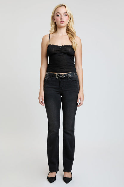 Women's Mid Rise Belted Bootcut Jeans