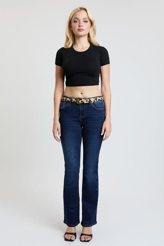 Women's Mid Rise Belted Bootcut Jeans