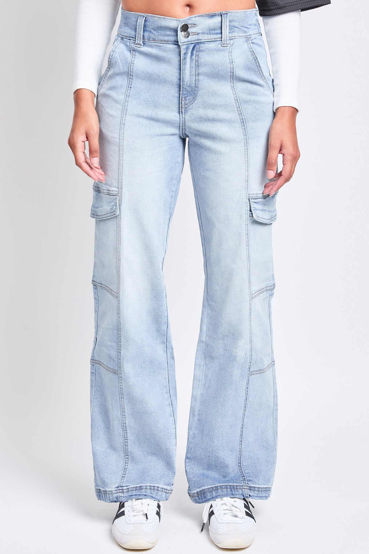 Women's High Rise Elastic Waist Straight Leg Cargo