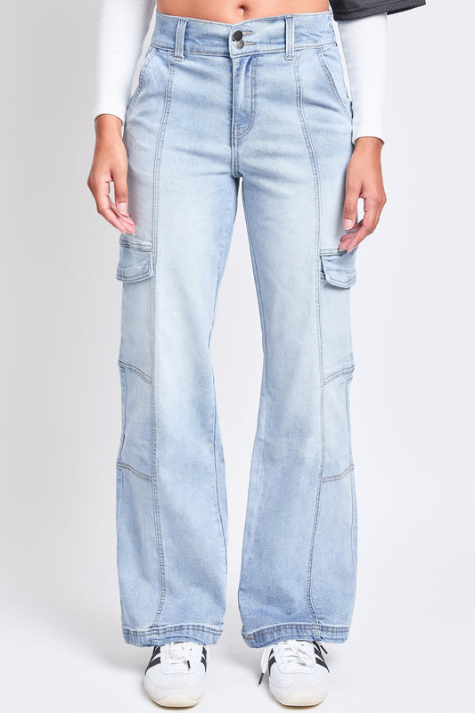 Women's High Rise Elastic Waist Straight Leg Cargo