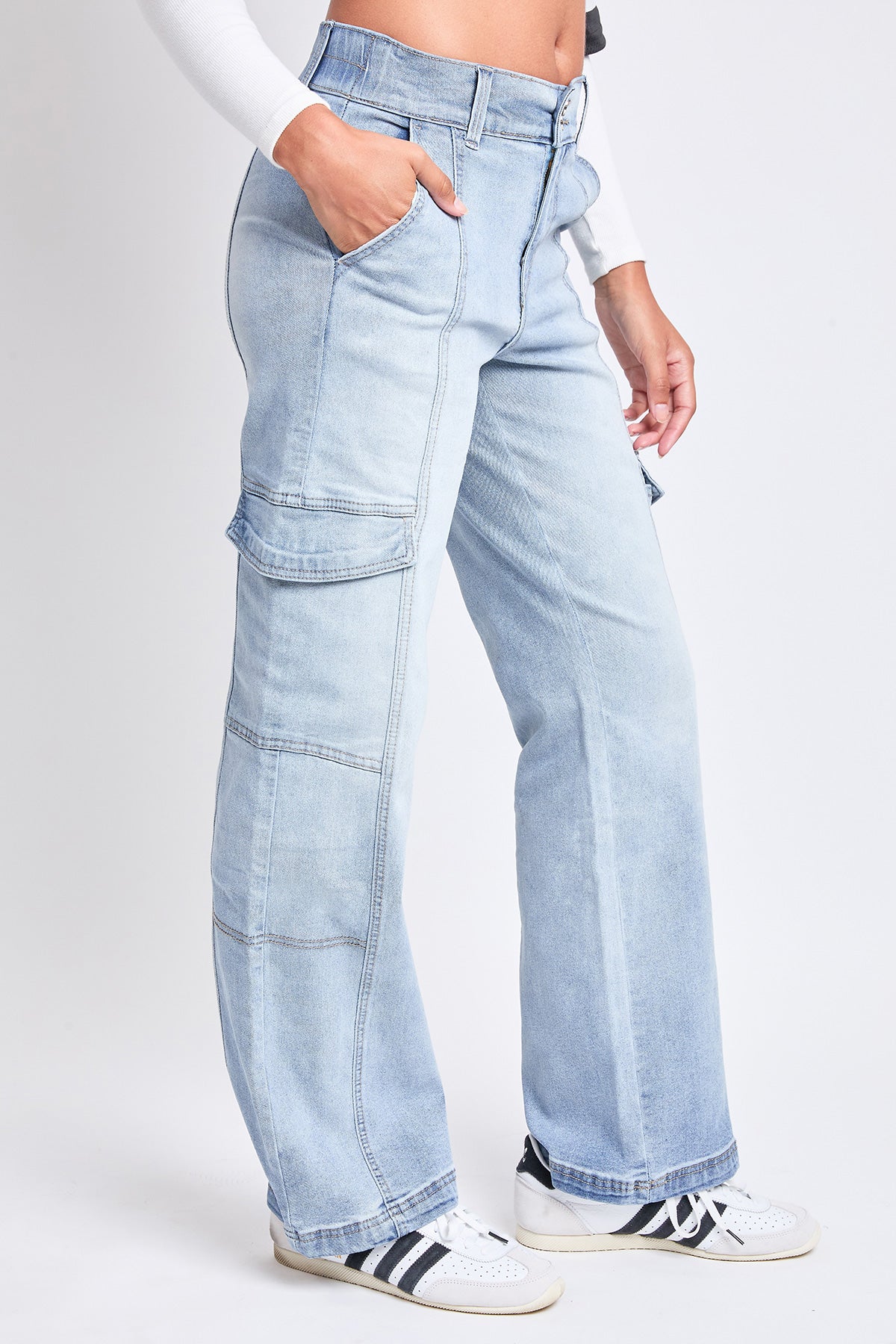 Women's High Rise Elastic Waist Straight Leg Cargo