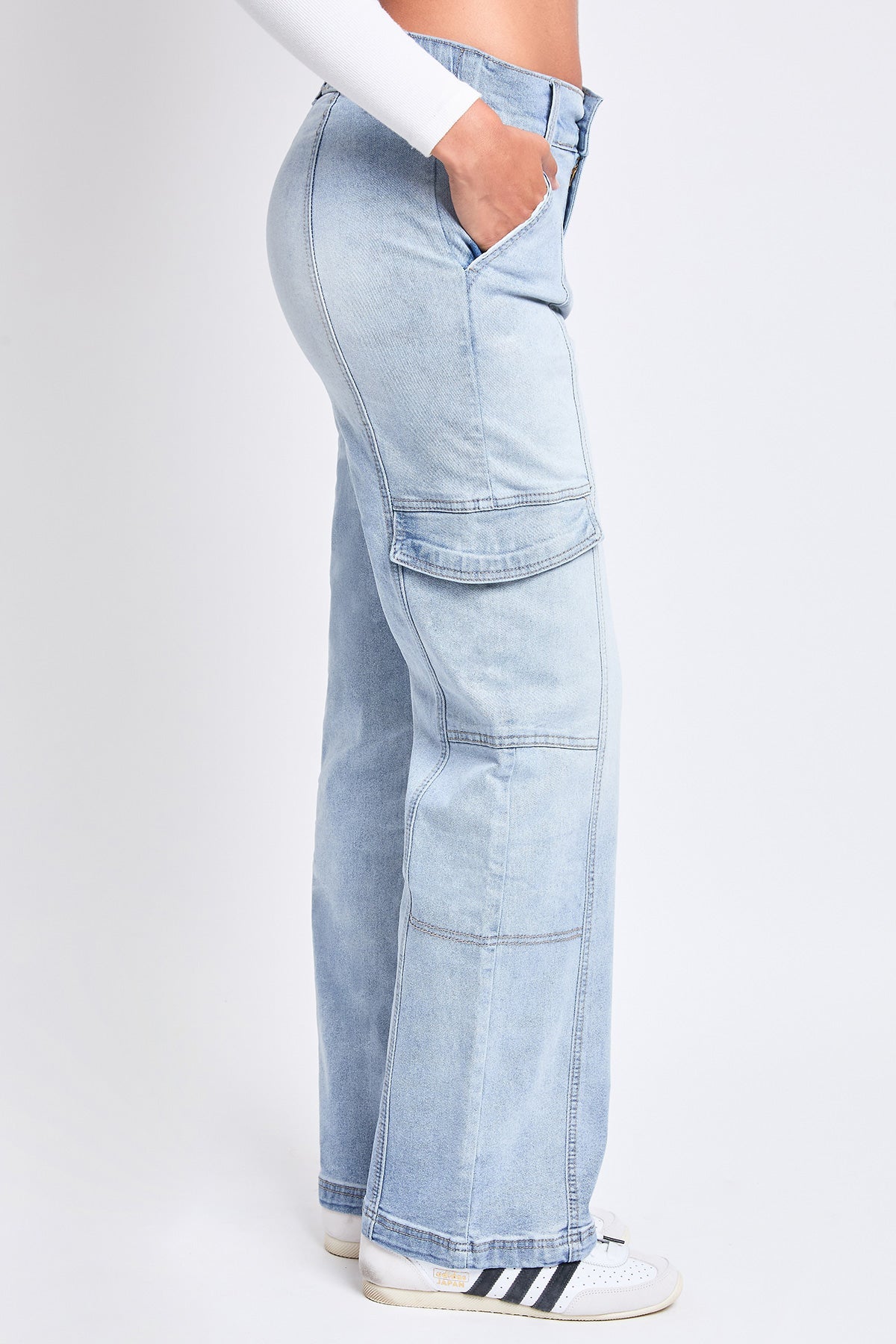 Women's High Rise Elastic Waist Straight Leg Cargo
