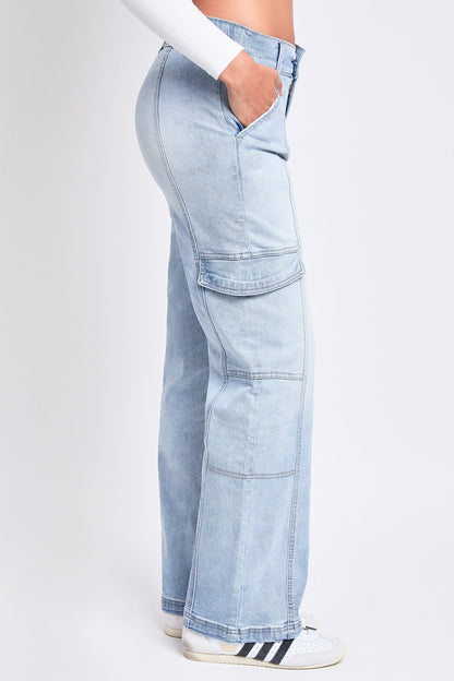 Women's High Rise Elastic Waist Straight Leg Cargo