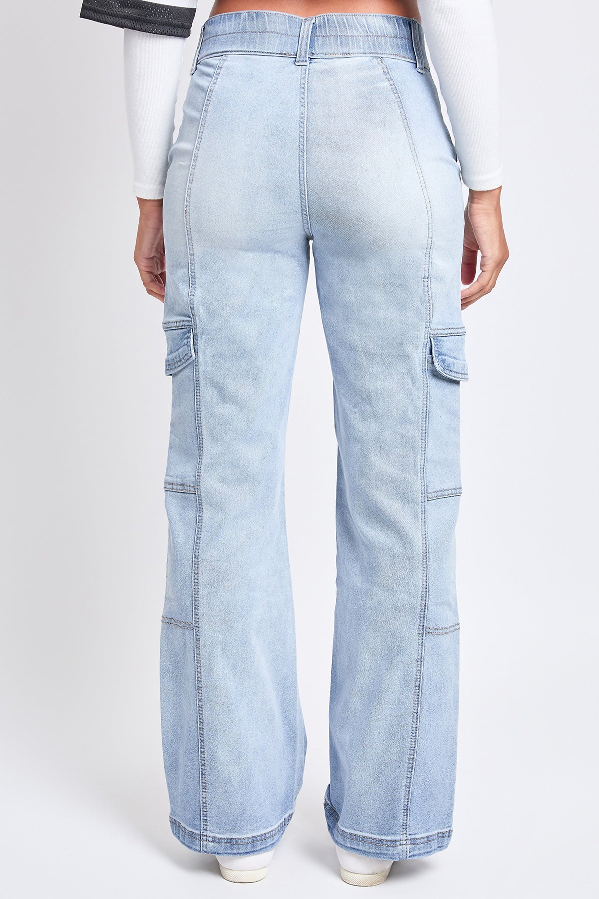 Women's High Rise Elastic Waist Straight Leg Cargo