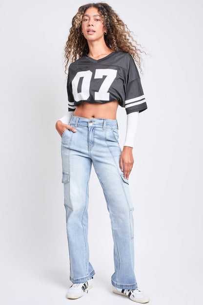 Women's High Rise Elastic Waist Straight Leg Cargo