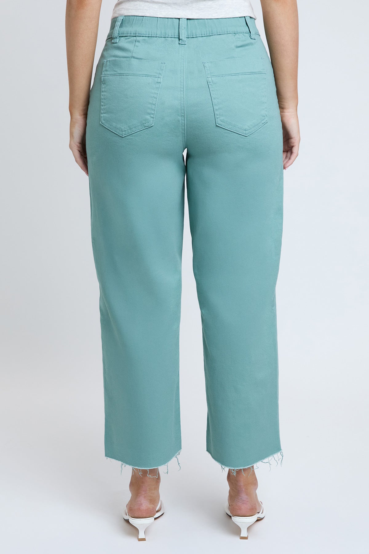 Women's High Rise Cropped Trouser Jeans Wide Leg Fit