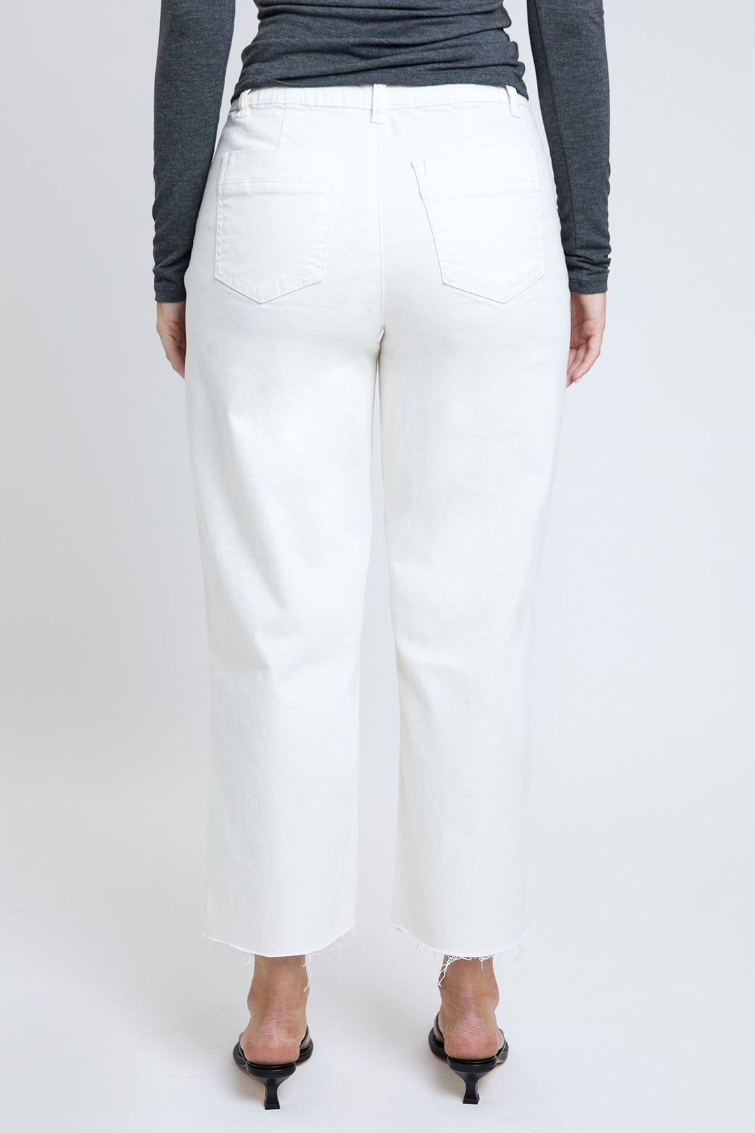 Women's High Rise Cropped Trouser Jeans Wide Leg Fit