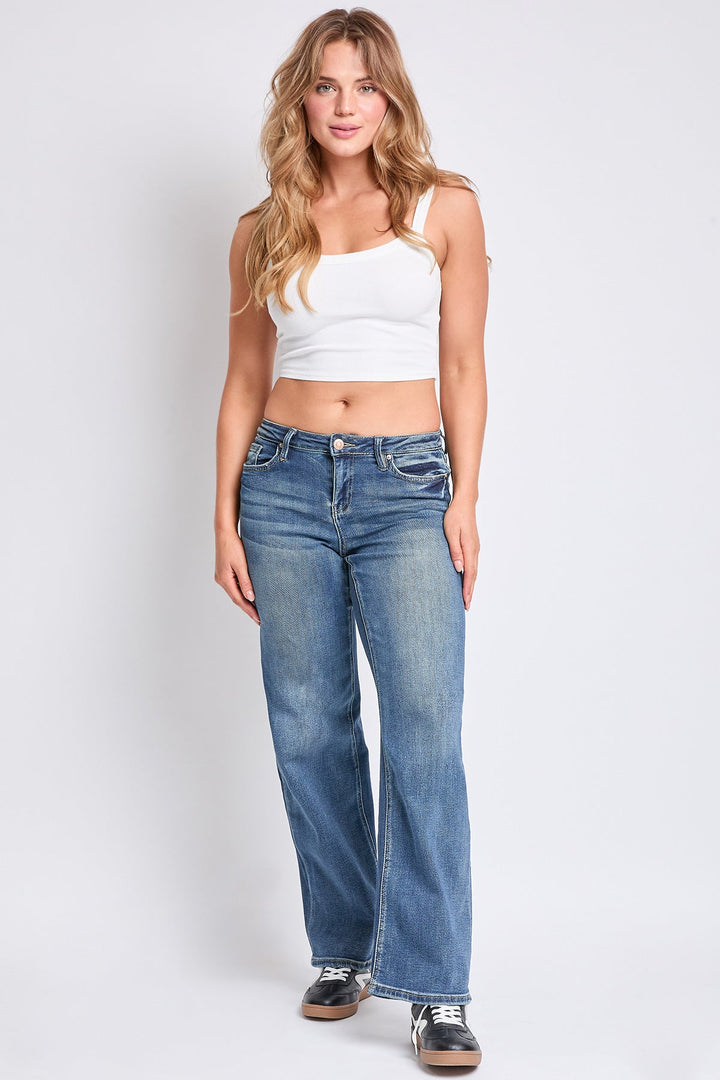 Women's Luxe Mid Rise Premium Stretch Wide Leg Jeans