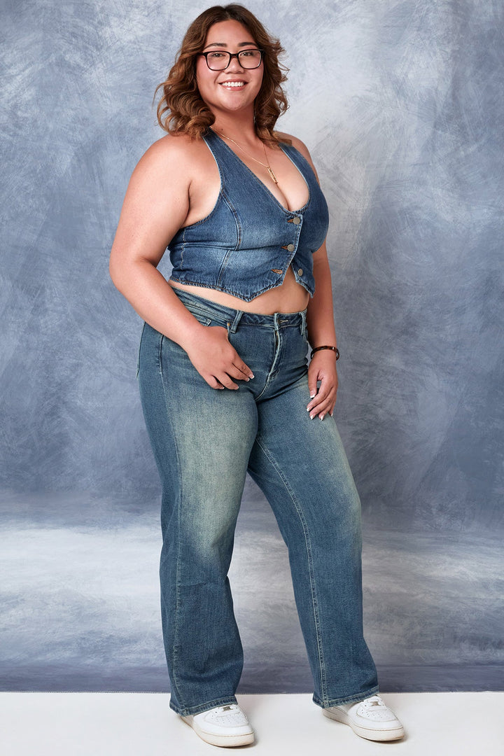 Women's Luxe Mid Rise Premium Stretch Wide Leg Jeans