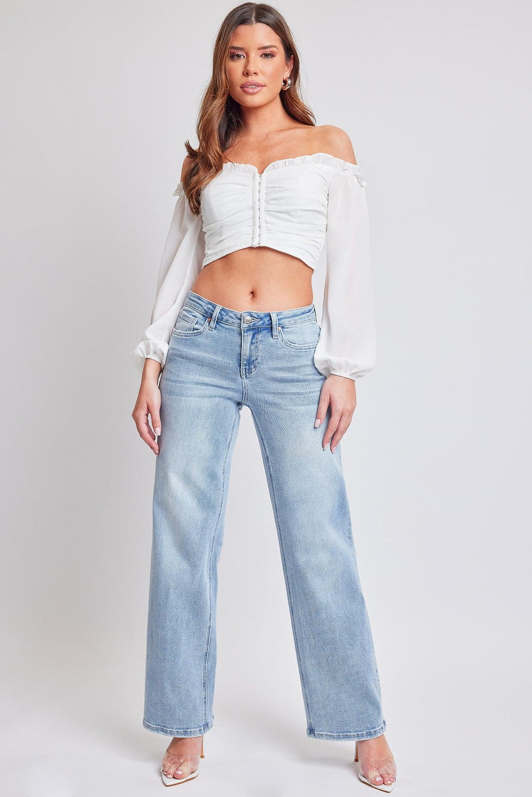 Women's Luxe Mid Rise Premium Stretch Wide Leg Jeans