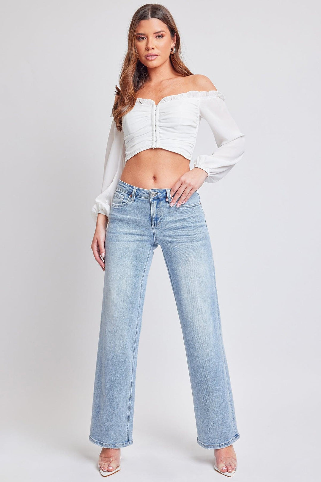 Women's Luxe Mid Rise Premium Stretch Wide Leg Jeans