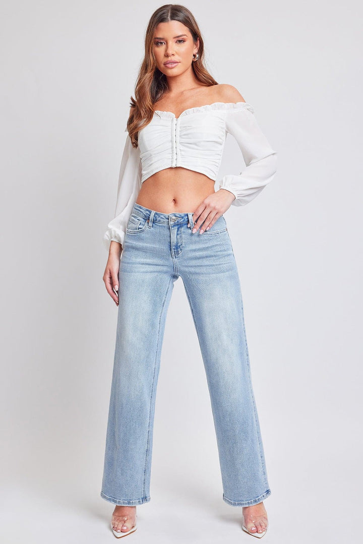 Women's Luxe Mid Rise Premium Stretch Wide Leg Jeans