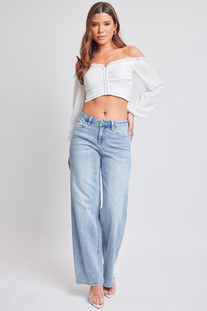 Women's Luxe Mid Rise Premium Stretch Wide Leg Jeans