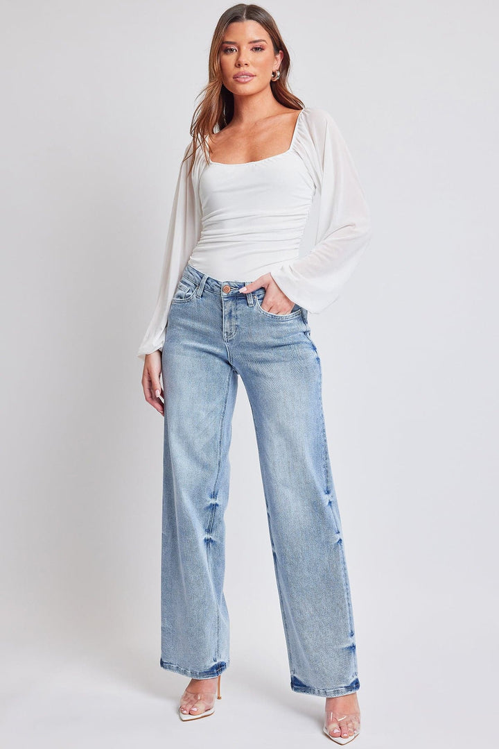 Women's Luxe Mid Rise Premium Stretch Wide Leg Jeans